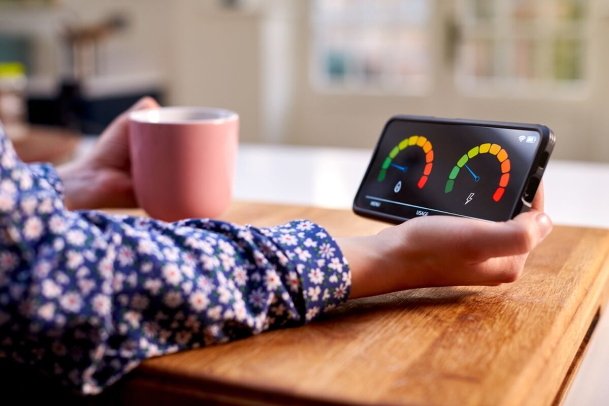 Women holding a smart meter